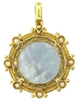 Thumbnail for your product : Elizabeth Locke Venetian Glass Intaglio 19K Yellow Gold & 3.5MM Pearl Cerulean Elephant Pendant
