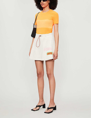 Heron Preston Graphic-print high-waist cotton-jersey mini skirt