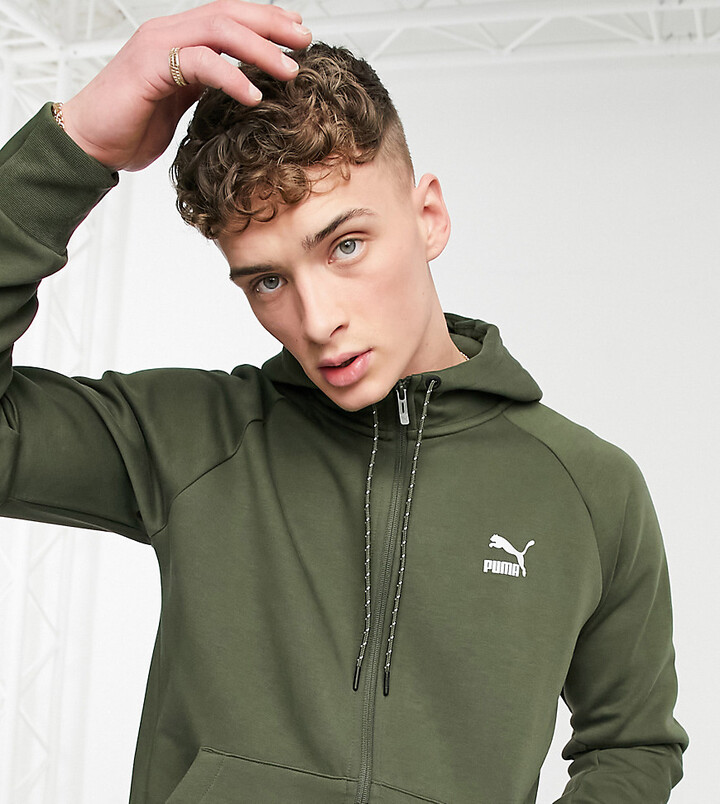 Puma Classics Tech hoodie in dark khaki - ShopStyle