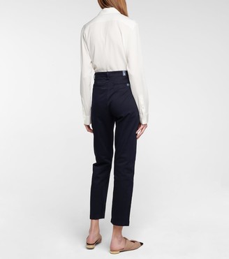 7 For All Mankind Mid-rise slim cropped twill pants