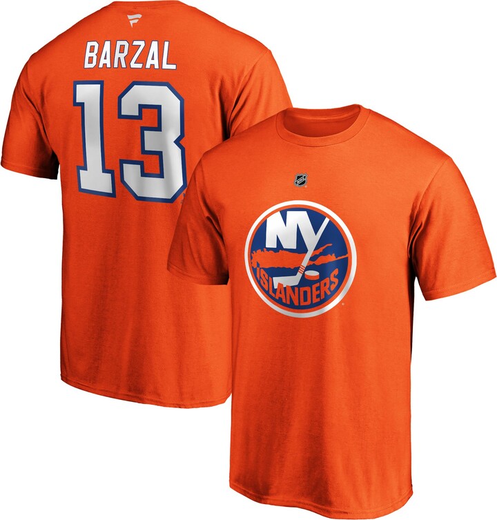 Fanatics NHL Men's New York Islanders Mathew Barzal #13 Orange Player T-Shirt, Small, Red
