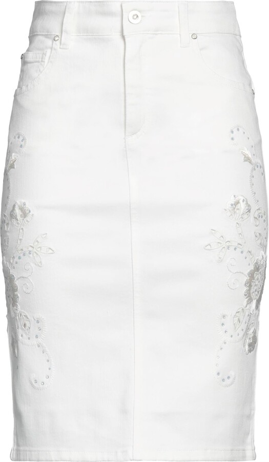 ANGELO MARANI Denim Skirt White ShopStyle