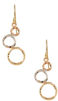 Candela 10K Tri-Color Gold Diamond Cut Triple Circle Dangle Earrings