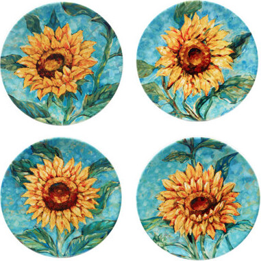 Certified International Golden Sunflowers Set of 4 Salad Plates