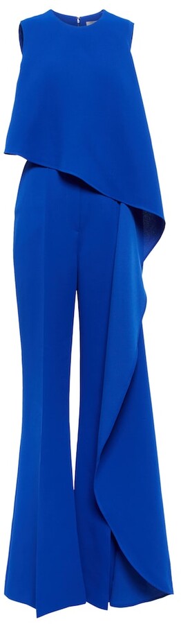 Abetteric Womens Drape Up Chest Wrapped Cold Shoulder Strap Bell-Bottoms Jumpsuit Trousers