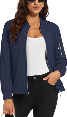 Women's Waterproof Bomber Jacket – Lightweight Fall Windbreaker With Pockets For Hiking