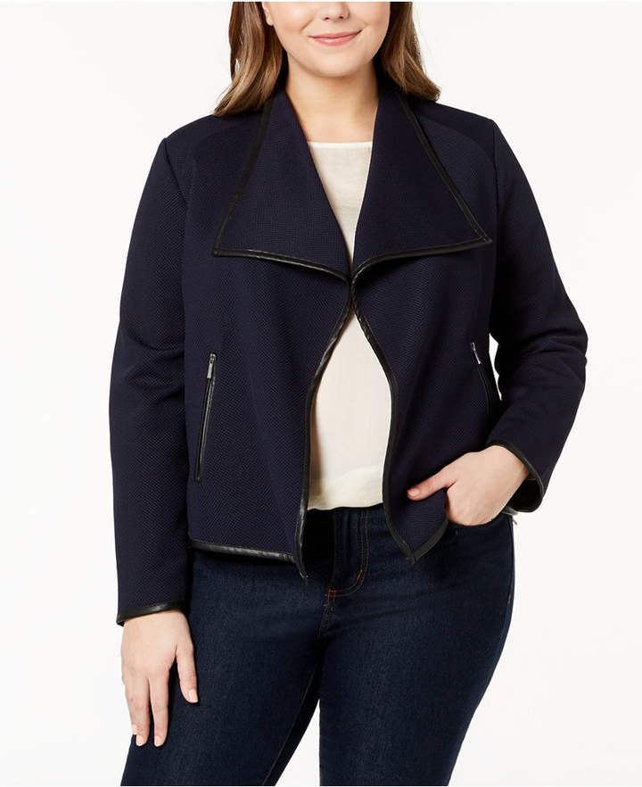 Fashion Look Featuring Calvin Klein Plus Size Jackets and Levi's