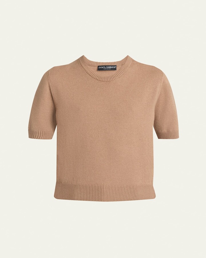Dolce & Gabbana Short-Sleeve Cashmere Crewneck Sweater