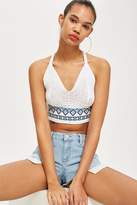 Thumbnail for your product : Topshop Womens Petite Embroidered Tie Back Bralet - Ivory