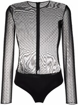 Thumbnail for your product : Les Hommes Rhinestone-Embellished Sheer Bodysuit