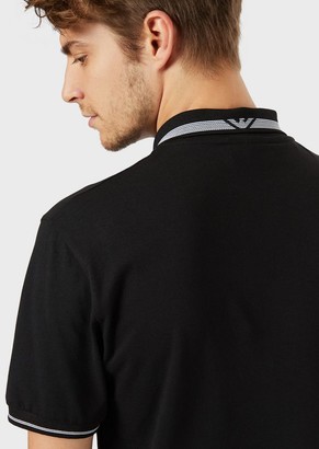 Emporio Armani Pique Polo Shirt With Piped Collar