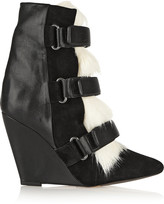 Thumbnail for your product : Isabel Marant Pierce suede, leather and calf hair wedge boots