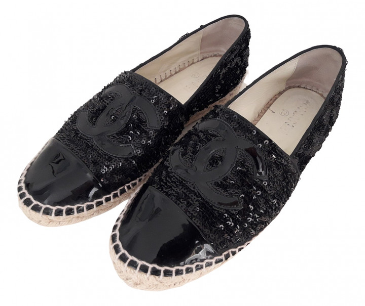 black glitter espadrilles