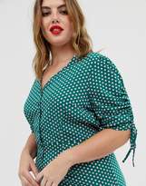 Thumbnail for your product : Glamorous Curve midi tea jumpsuit with tie sleeves in spot print