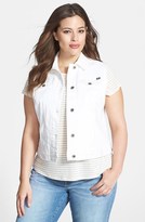 Thumbnail for your product : Lucky Brand 'Dixie' White Denim Vest (Plus Size)