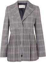 Cédric Charlier - Pleated Checked Wool-blend Blazer - Gray