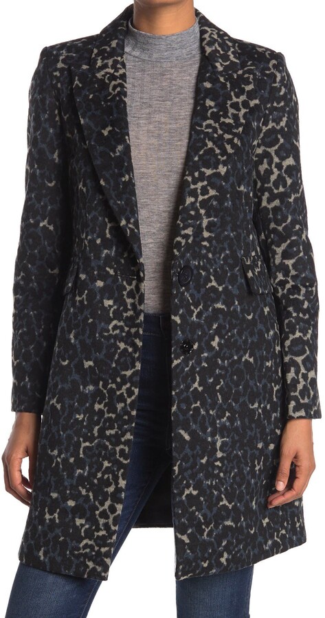 kensie leopard wool coat