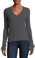 Thumbnail for your product : Derek Lam 10 Crosby V-Neck Long-Sleeve Sweater w/ Tie Detail