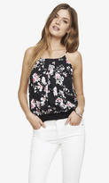 Thumbnail for your product : Express Poppy Print Pleated Neck Blouson Cami