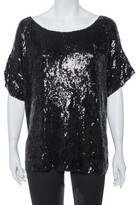 Thumbnail for your product : Pierre Balmain Black Sequin Embellished Oversized Knit Top M