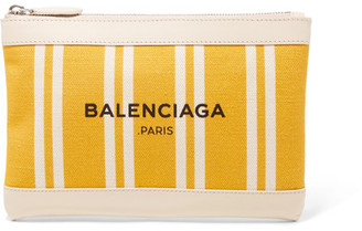 Balenciaga Leather-trimmed Striped Canvas Pouch - Yellow