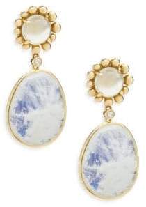 Michael Aram Molten Diamond, Moonstone & 18K Yellow Gold Drop Earrings