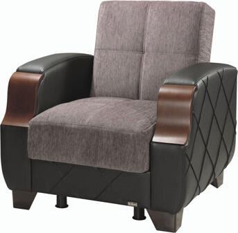 Viwebaily PrimeNest Marabella Collection Upholstered Convertible Armchair with Storage, Grey