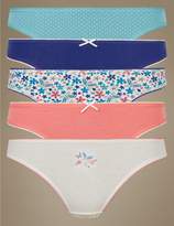 Thumbnail for your product : Marks and Spencer 5 Pack Cotton Rich Thong