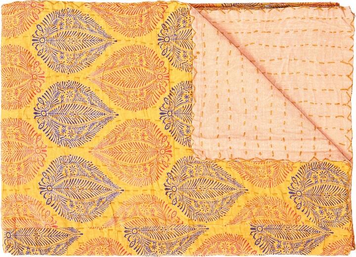 Taj Hotel Vintage Cotton Kantha Throw Blanket