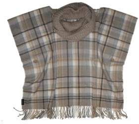 Fraas Checkered Knit Collared Poncho