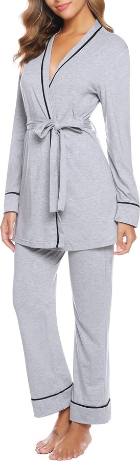 iClosam Ladies Pyjamas Set Cotton 3-Piece Womens Maternity Hospital  Nightwear Soft Warm Sleepwear Nursing Pajamas Set Loungewear for Fall Winter  S-XXL Grey - ShopStyle