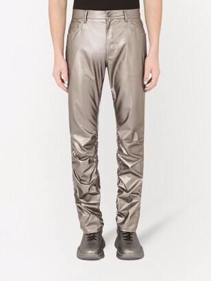 Dolce & Gabbana Metallic-Effect Gathered-Detail Trousers