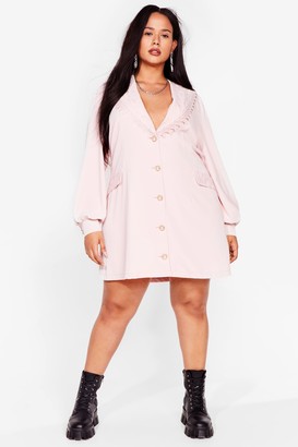Nasty Gal Womens Plus Size Vintage Style Lace Collar Blazer Dress - Pink - 18, Pink