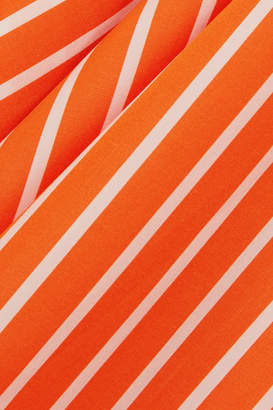 Sara Battaglia Striped Cotton-poplin Halterneck Midi Dress - Bright orange