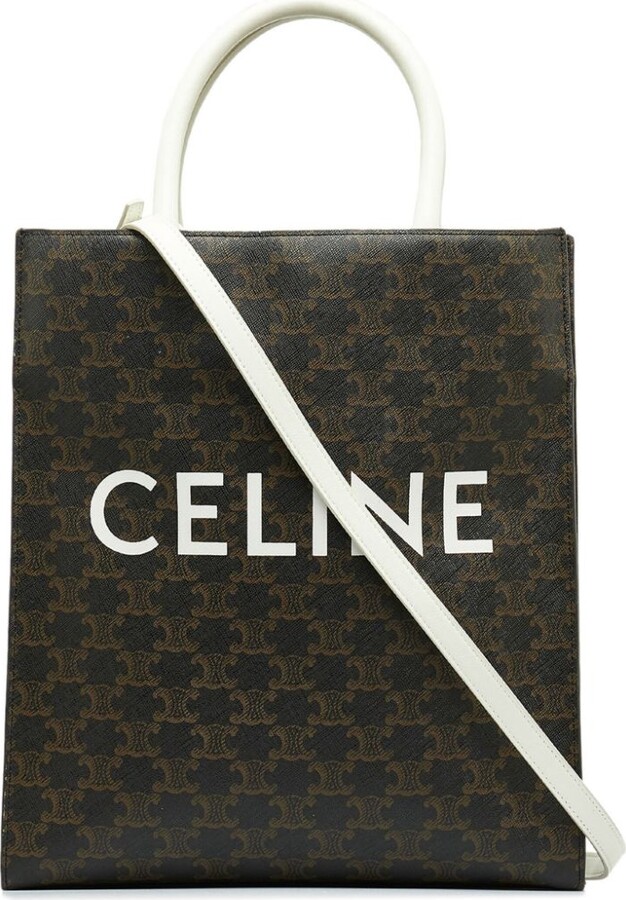 Celine Vertical Cabas Tote Canvas with Leather Small Neutral, Purple