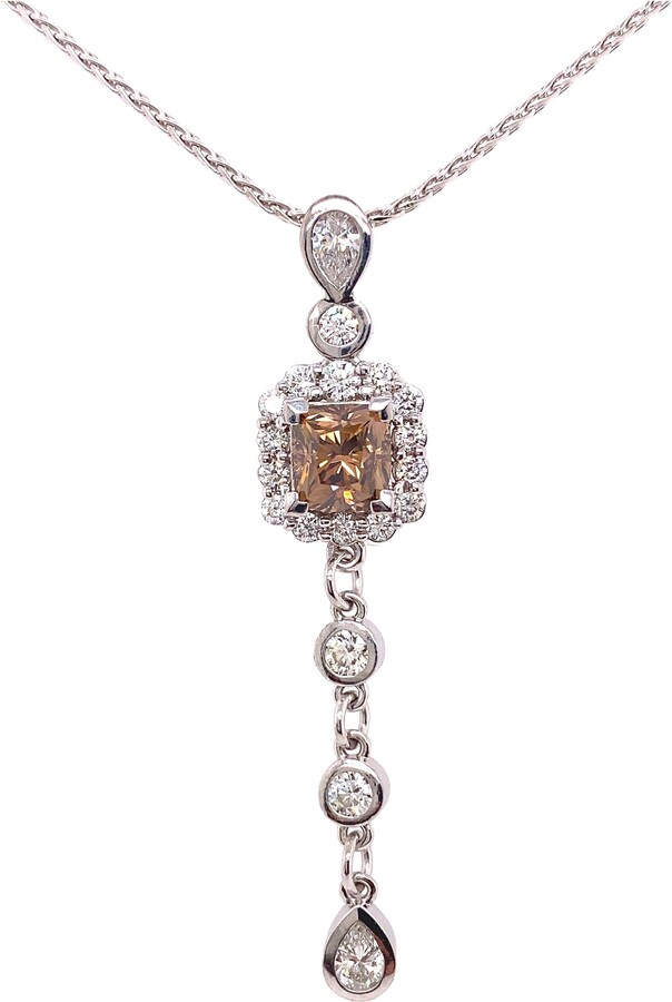 Forevermark Custom Designed Cognac Fancy Dark Orangey Brown Cushion Diamond Pendant Necklace