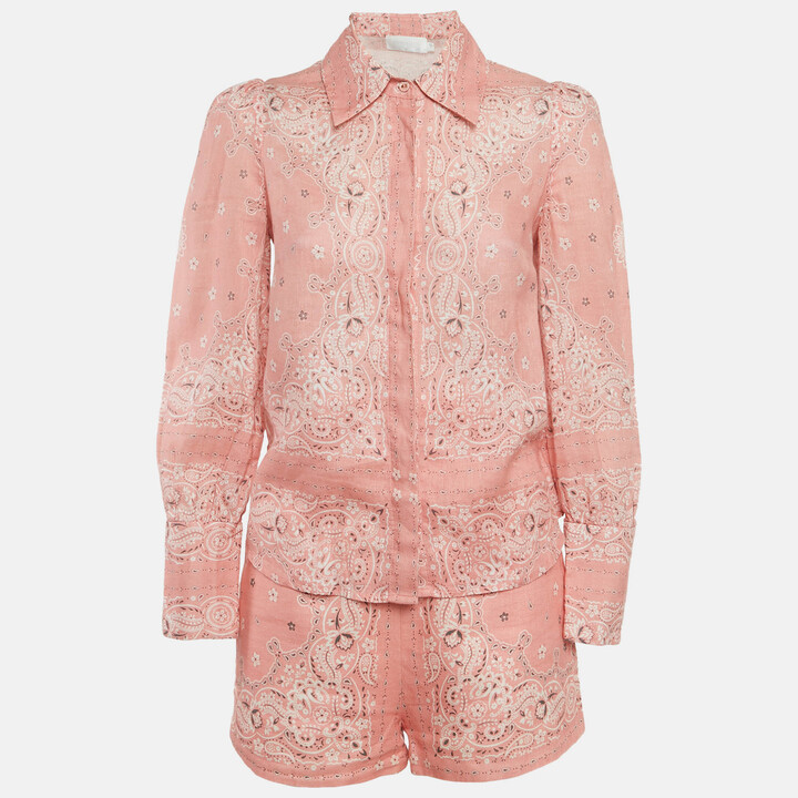 Zimmermann Pink Paisley Print Linen Set S