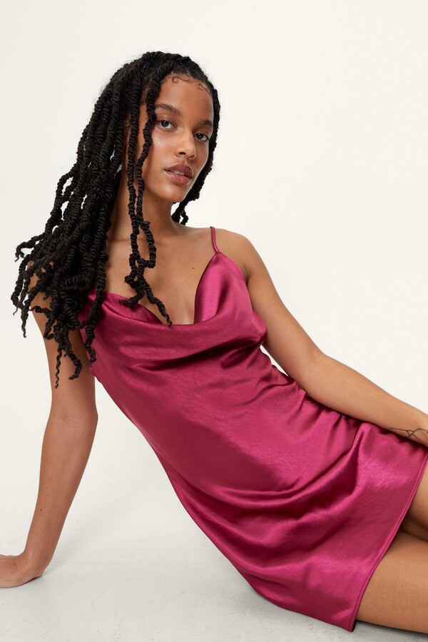 Nasty Gal Womens Petite Satin Cowl Mini Dress ShopStyle