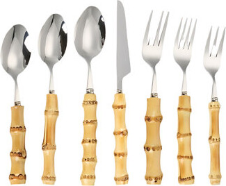 Dakota Fields 21 Piece 304 Stainless Steel Cutlery Set With Natural Wood Handle - Retro Flatware For Restaurant And Home Dining