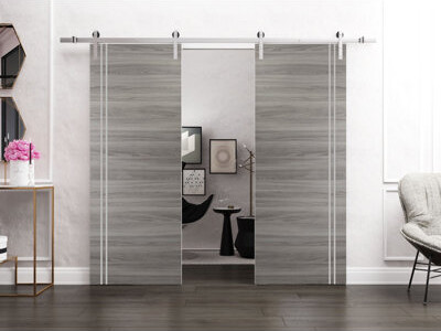 SARTODOORS Solid Manufactured Wood Paneled Wood Finish French Doors