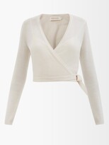 Thumbnail for your product : Zimmermann Rhythmic Cropped Merino Wrap Cardigan - Cream