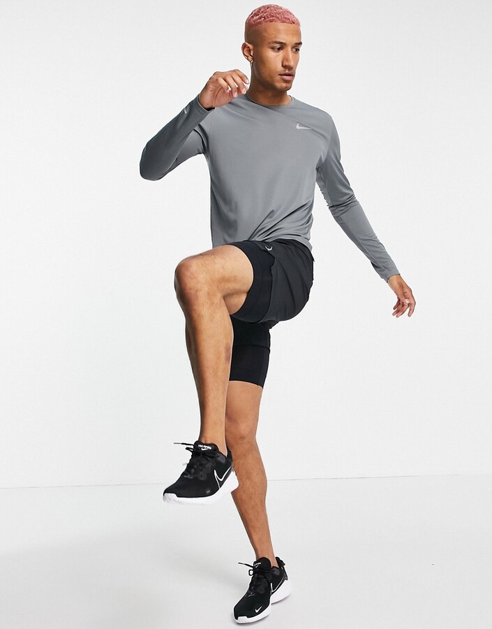 Nike Running Dri-FIT UV Miler long sleeve t-shirt in gray - ShopStyle