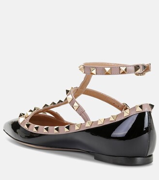 Valentino Garavani Rockstud patent leather ballet flats - ShopStyle