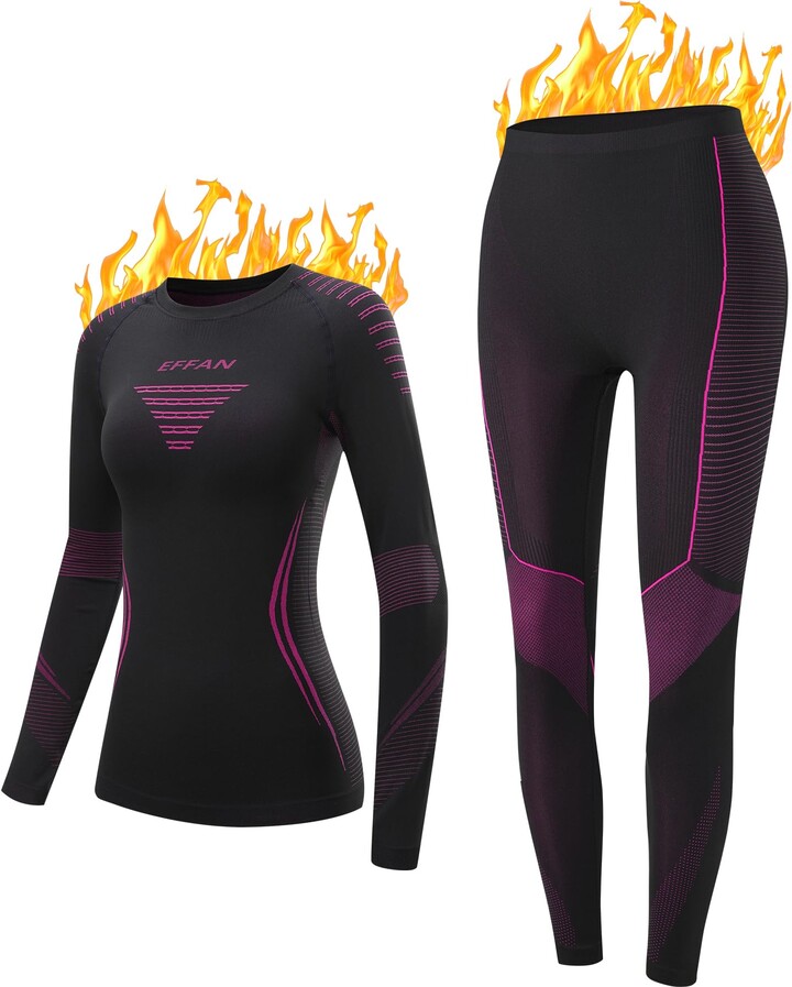 EFFAN Womens Thermal Underwear Ski Base Layers Long Sleeve Top and