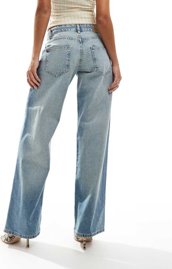 Motel Low Rise Parallel Wide Leg Jeans Off/black 26 at Urban - Main Image