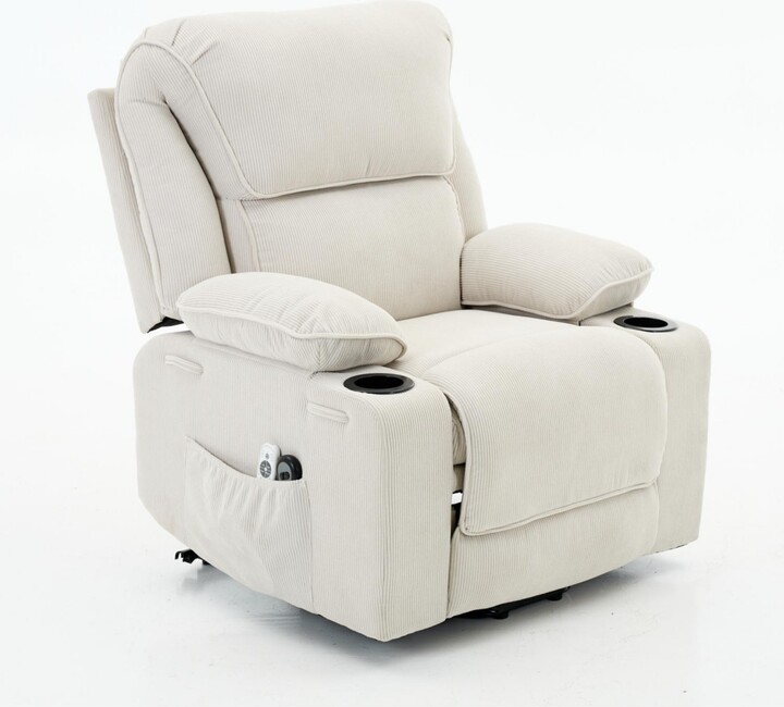 Streamdale Furniture Streamdale Ivory Remote-Controlled Heating and Massage Assistive Recliner for Seniors