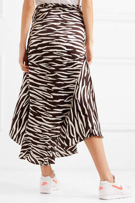 Ganni Zebra-print Stretch-silk Satin Wrap Skirt - Zebra print