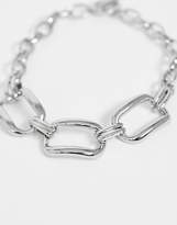 Thumbnail for your product : ASOS Design DESIGN necklace with oversized hardware link design in silver tone