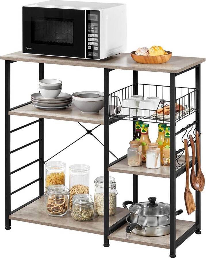 Yaheetech 35.5x15.5x33 inches Industrial Rustic Kitchen Baker's Rack Rustic Brown