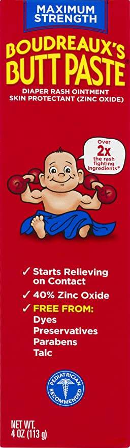 Boudreaux's Butt Paste Diaper Rash Ointment | Maximum Strength | 4 Ounce (Pack of 1) Tube | Paraben & Preservative Free
